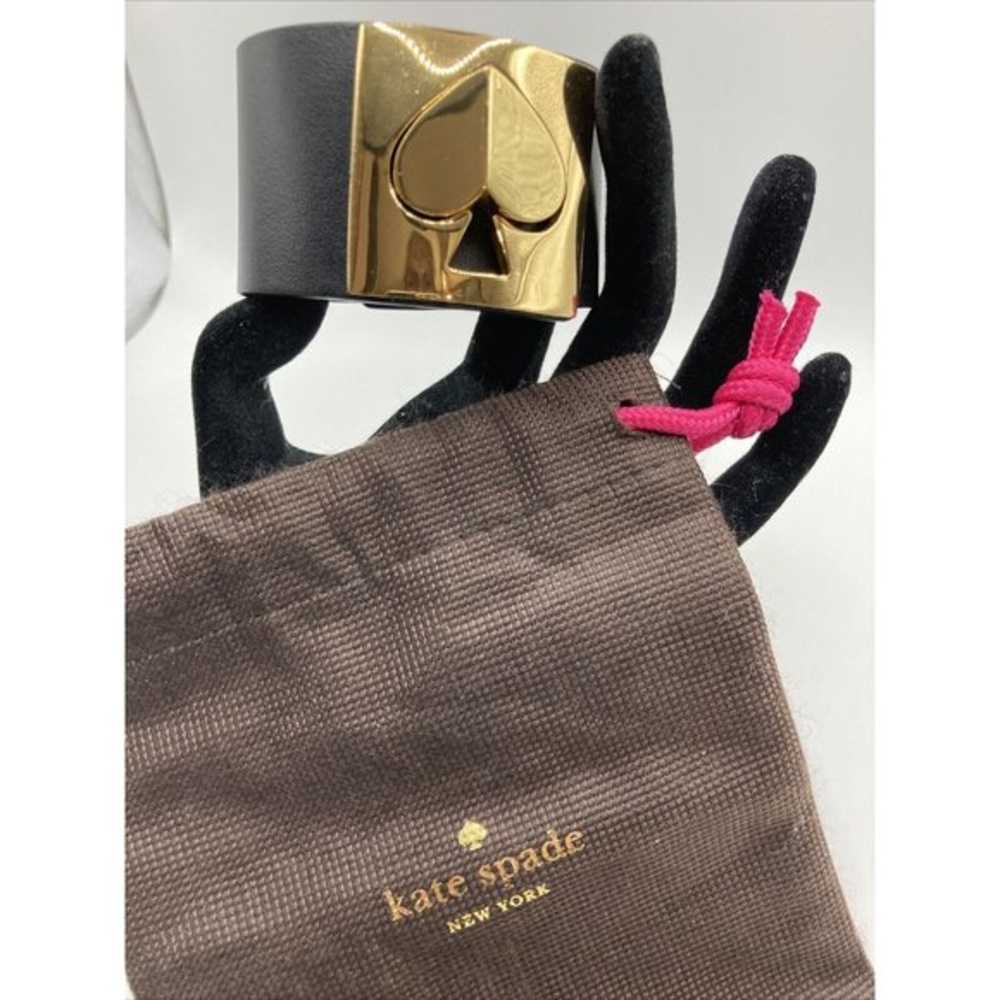 Kate Spade‎ Logo Twist Lock Heart Leather Bracelet Brown Gold gift bag 8" NWOT